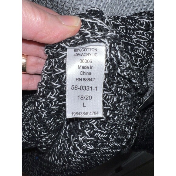 Woman Within Shaker Cardigan Womens Plus L 18-20 Black Grey Ombré Button Up New - Picture 4 of 11